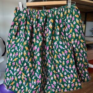 J.Crew Blue Bubble Skirt with Ruffled Parrot Print – Size 6